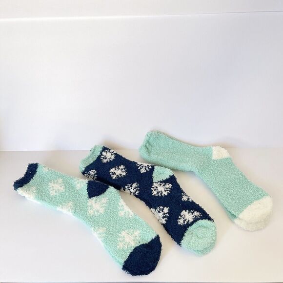 3 Pairs Women’s Fuzzy Cozy Slipper Socks Winter Warm Soft Plush Blue Size 9-11 - Picture 12 of 14